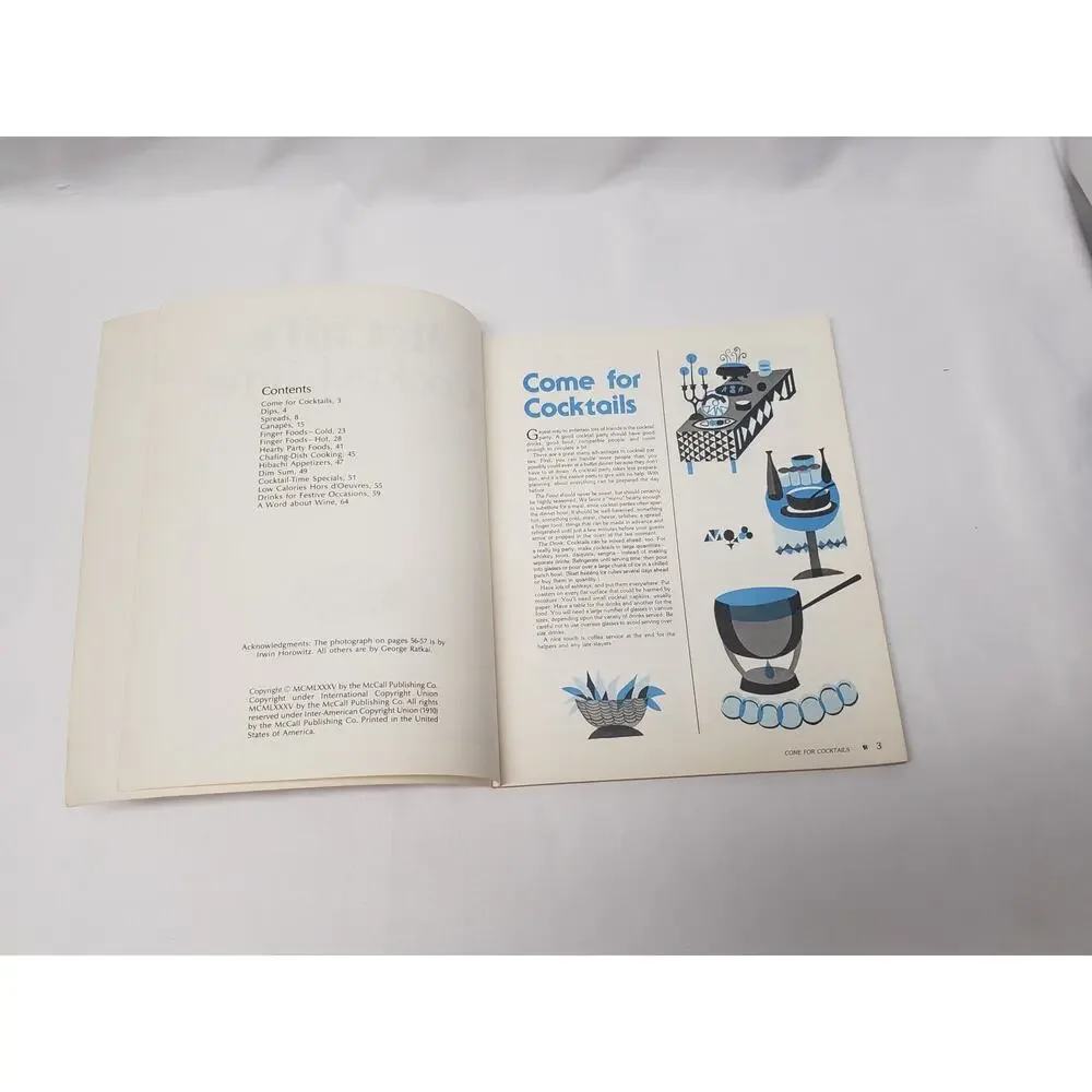 Vintage McCall's Cocktail Time Cookbook Spreads Foods Cooking Appetizer Beverage